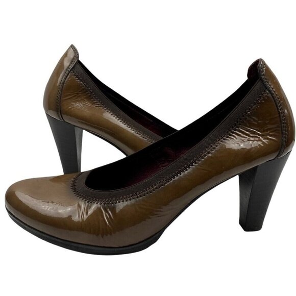 ANTHROPOLOGIE Hispanitas Women's Brown Patent  Leather Glove Shoe Heels EU 39 - Picture 3 of 12